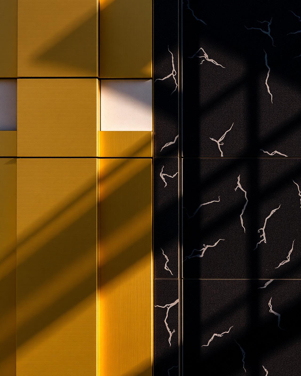 Brass and stone facade